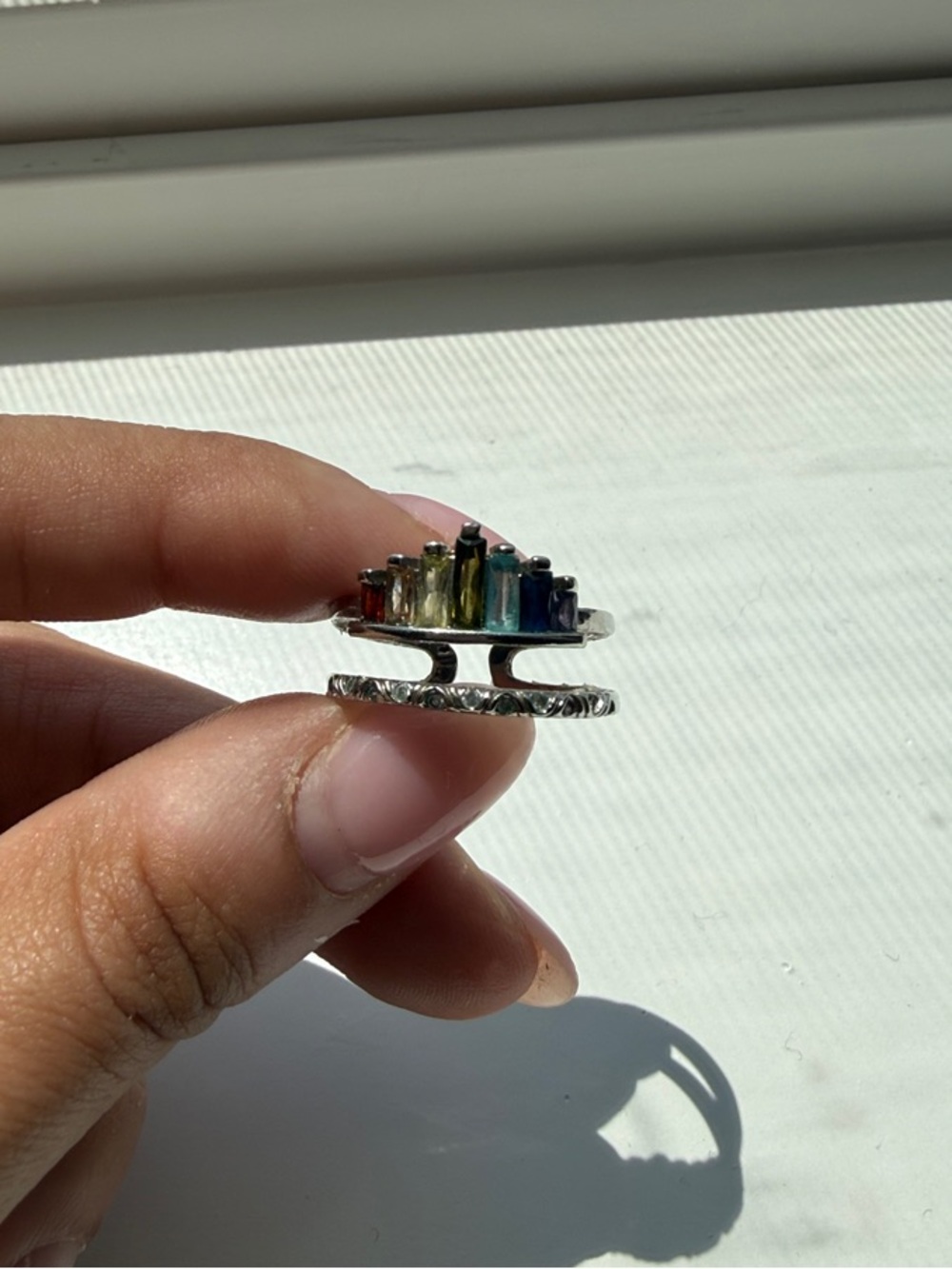 Sterling Silver Multi-Color Stack Ring - Picture 2 of 3